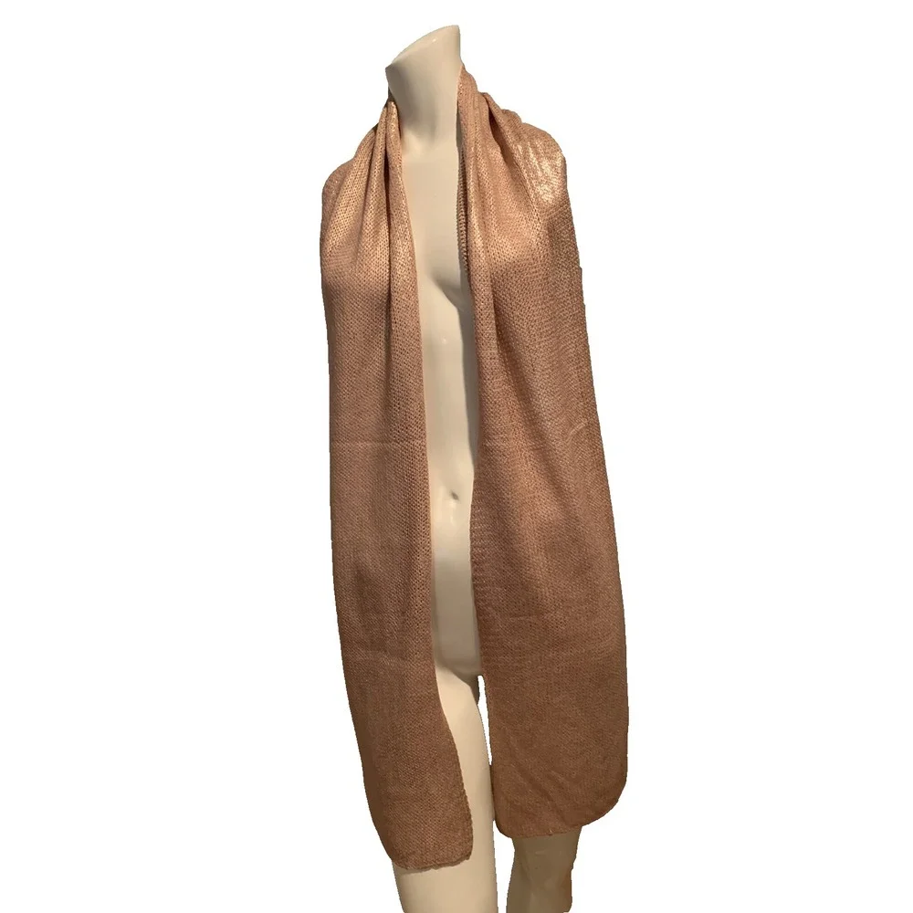 The Limited  Metallic Finish Acrylic Knit Scarf Light Coppery Peach